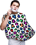 Beard Hair Catcher for Men, Waterproof Shaving Bib Apron Non-Stick, Trimming Tool for Dad Husband, Wild Animal Colorful Cheetah Leopard Shave Bib