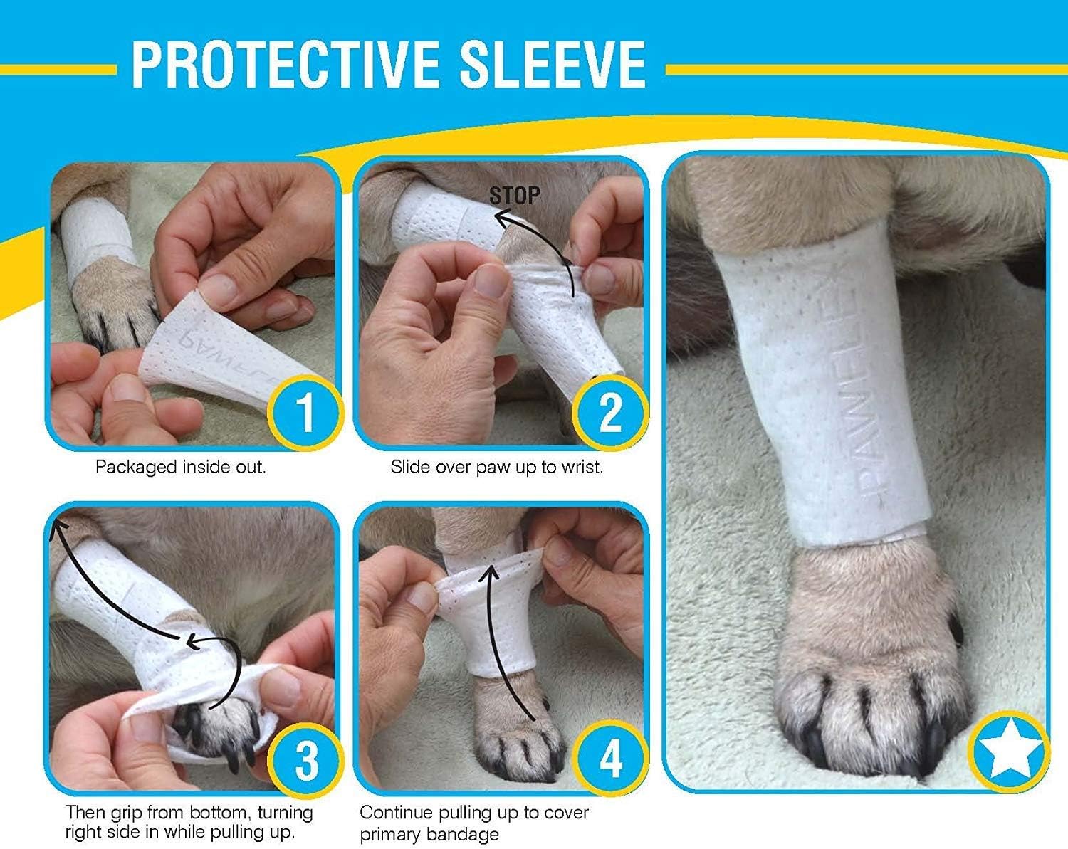 Protective Sleeve Tubular Cover - Bandages - for Dogs Cats and Other Pets First Aid Wound Care Comfortable Non-Adhesive Breathable & Water Resistant 18 Strips (yields 36-54 Covers)-(Small)