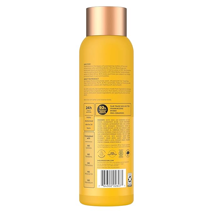 SheaMoisture Raw Shea Butter Body Wash Moisturize and Restore Deeply Moisturizing body wash for 24H Visible Moisture for Healthy, Glowing Skin 18 oz