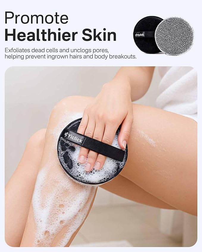 Yiclick Exfoliating Body Scrubber (2 Pack), Body Exfoliator Scrubber, Exfoliating Sponge for Shower Bath, Shower Loofah Luffa Lufa with Handle, Dead Skin Exfoliator for Body Scrub, Men Women