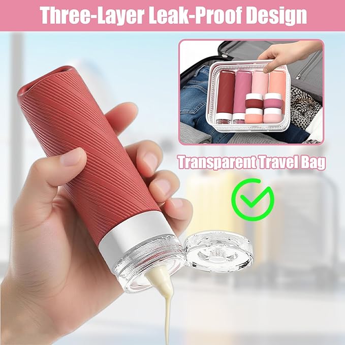 26 Pieces Travel Size Toiletries Bottles Set, Tsa Approved Leakproof Refillable Travel Bottles with Hanging hole design, Silicone Material, Suitable for Shampoo, Conditioner, and Body Lotion