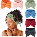 Tobeffect Wide Headbands for Women, 7'' Extra Large Turban Headband Boho Cloth Hairband Colorful Hair Twisted Knot Accessories, 6 Pack