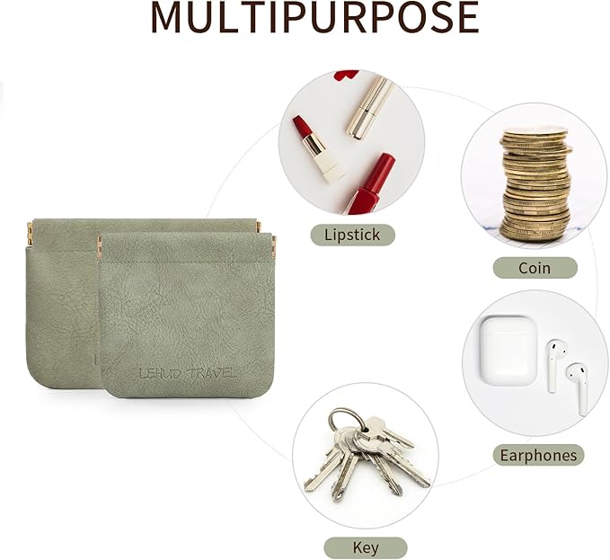 RIGHT AWAY 2 PCS Small Makeup Bag for Purse,Mini Cosmetic Organizer Make Up Bag for Women,Squeeze Coin Purse Pouch,Portable Tiny Makeup Pouches for Cosmetic Accessories,Lipstick, Jewelry, Card, Coins