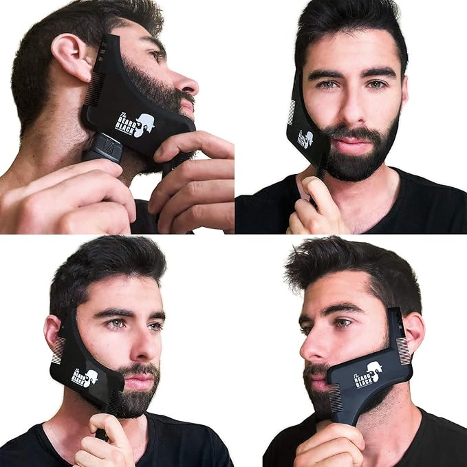 The BEARD BLACK Beard Shaping & Styling Tool with Inbuilt Comb, Perfect for Line Up & Edging, Use with Beard Trimmer or Razor