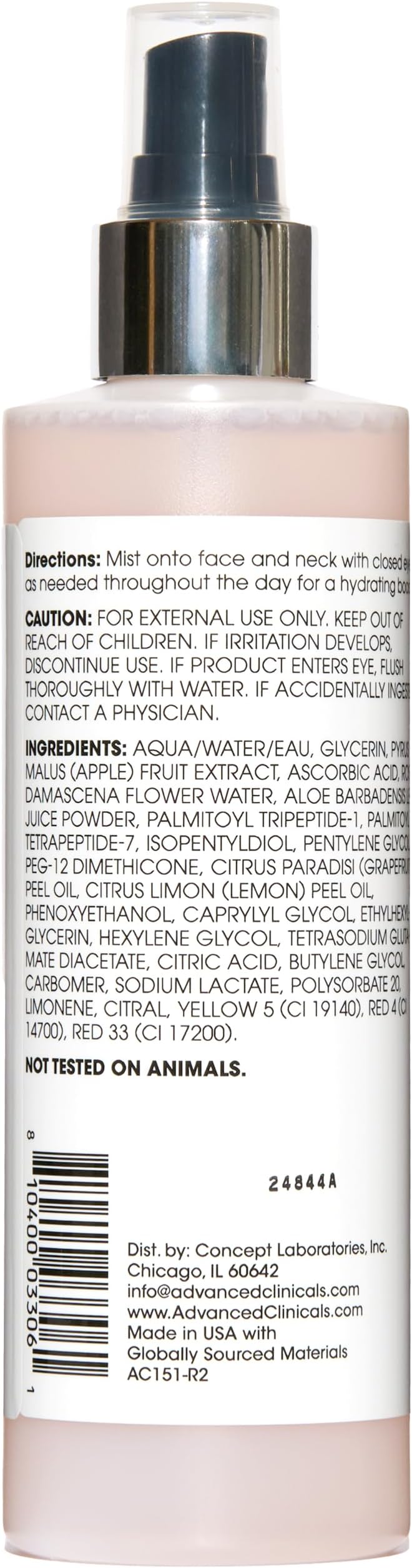 Advanced Clinicals Vitamin C Glow Facial Mist Toner for Face W/Rosewater, Ferulic Acid, & Peptides. Vitamin C Antioxidant Moisturizer Face Mist Provides Instant Skin Hydration, Non-Greasy, 8 Fl Oz