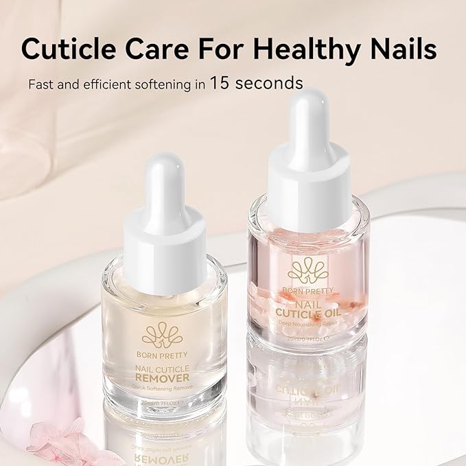 Born Pretty Cuticle Remover,20ML Professional Cuticle Softener & Remover for Hand,Foot & Nail Care,Nourishing & Moisturizing Dry Cuticles,Salon Quality Manicure & Pedicure Supplies