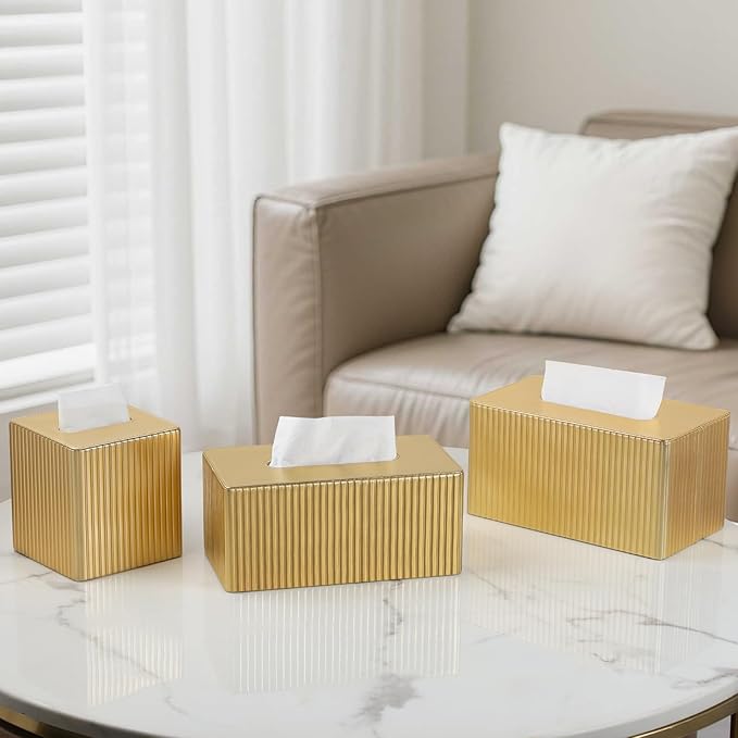PU Leather Tissue Box Cover, Rectangle Tissue Box Holder with Magnetic Closure, Decorative Tissue Holder for Bathroom Bedroom Office (Rectangle for 180 to 230 Count Tissues)