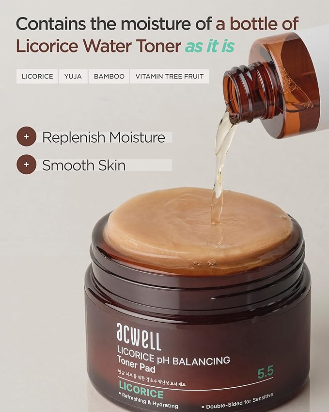 ACWELL Licorice pH Balancing Korean Toner for Cleansing - Alcohol-Free PH5.5 Hydrating Facial Astringent -Skin Clarifying & Hydration Boosting Toner, 5.07 fl.oz. 2 Pack