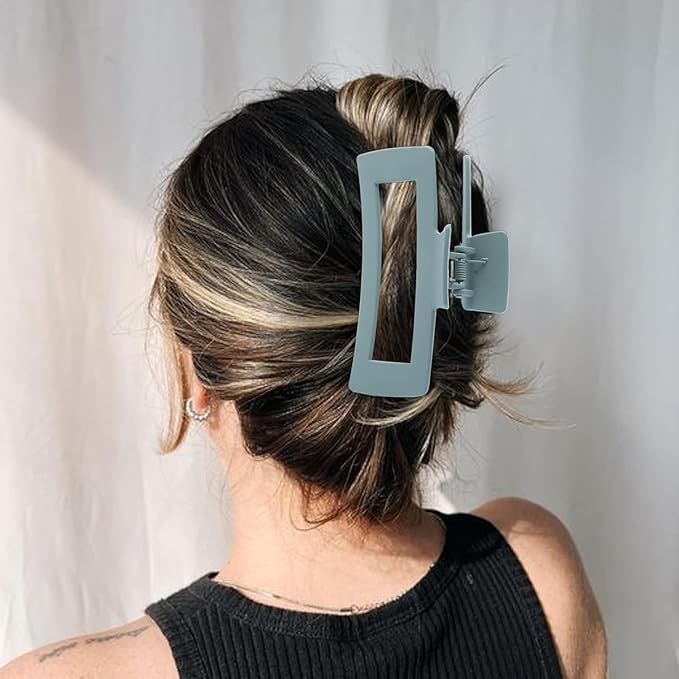 4 PCS 5 Inch Extra Large Claw Clips for Women, Large Jumbo Claw clips for Thick Long Curly Hair, Oversized Matte Non-slip Rectangle, Durable Strong Hold Hair Clip, Non-slip Square Jaw Clips