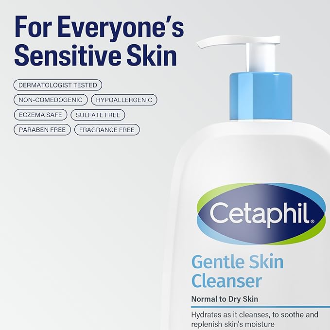 Cetaphil Face Wash, Hydrating Gentle Skin Cleanser for Dry to Normal Sensitive Skin, 8 oz 3 Pack, Fragrance Free, Soap Free and Non-Foaming