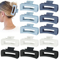 Hair Clip, 4.1 Inch Large Square Hair Claws Clips 12 Pcs for Thick Hair - Blue, for Women and Girls