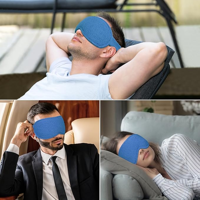 Gritin 100%Blackout Sleep Eye Mask for Women Men,Zero Eye Pressure Sleeping Mask-Ergonomic Design 3D Cutout Eye Movement and Eyelash Friendly Night Blindfold,Soft&Comfortable for Sleeping-Pacific Blue