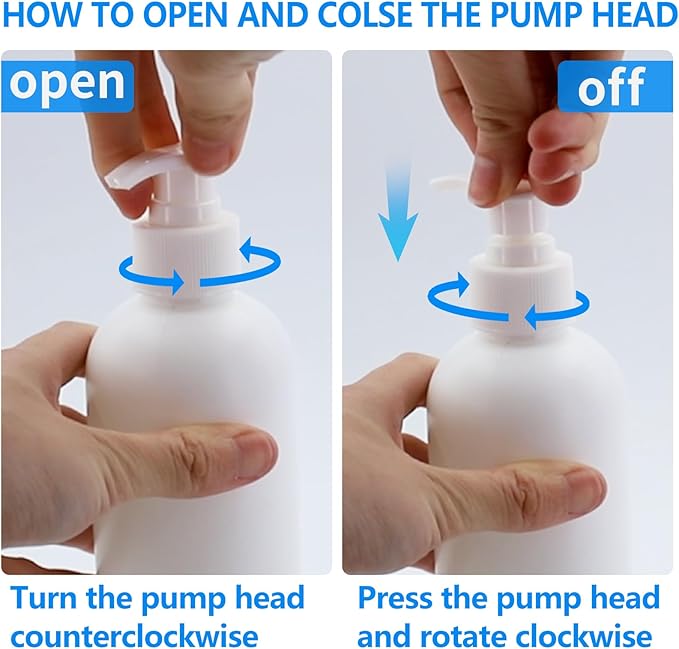 2 Pack 10 Oz (300ml) Pump Bottles Dispenser for Massage Oil, Liquid Soap with Labels