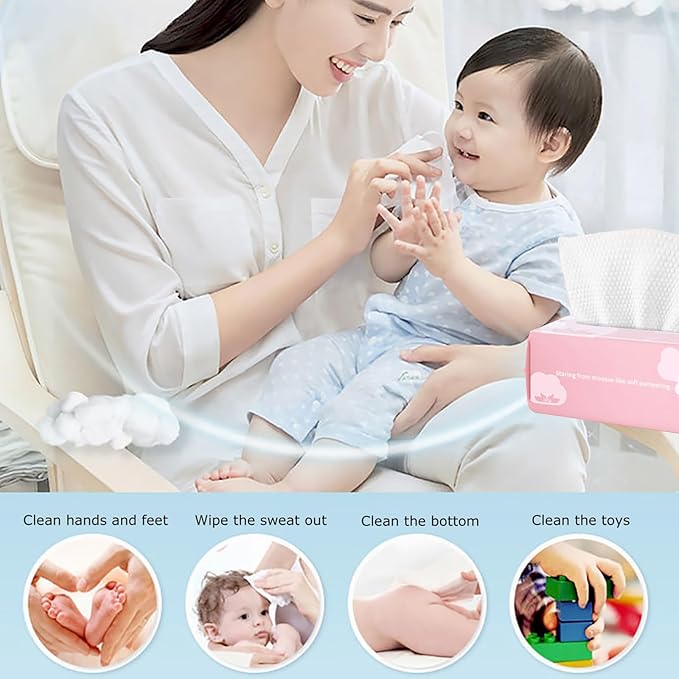 Disposable Face Towel Face Cloths for Washing Soft Cotton Dry Wipes Facial Cloths Towelettes for Washing and Drying, 400 Count Facial Tissue for Cleansing, Skincare and Makeup Remover