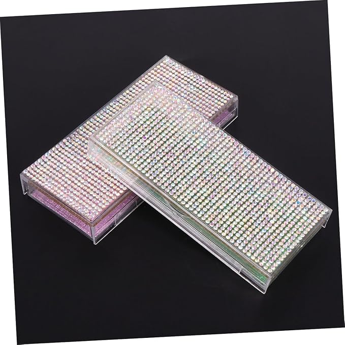 Shiny Eyelash Storage Case Set 2pcs Rhinestone Lash Containers Stylish Convenient