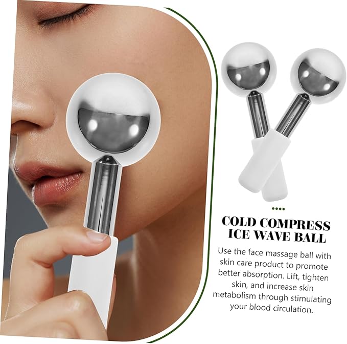 2pcs Stainless Steel Face Ice Globes Massage Balls for Facial Roller for Skincare Suitable for Skin Types Massage Tool