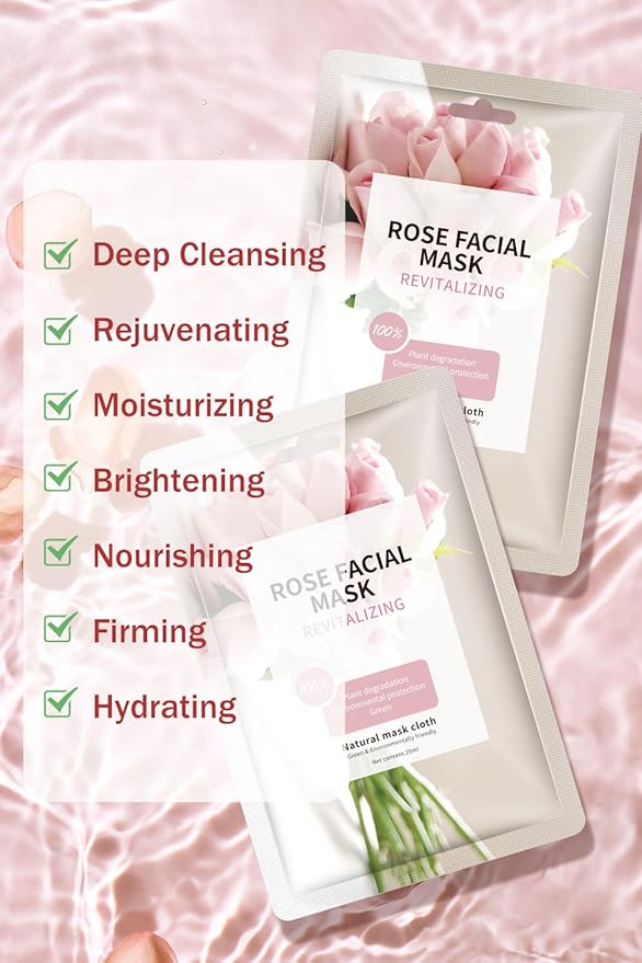 IREV Face Masks Skincare, Spa Sheet Mask, Facial Masks for Women Skin Care, Beauty Rose Sheet Masks, Bulk Face Mask Skin Care, Beauty Masks Gifts, Hydrating Face Masks, Facial Masks 10 Sheets