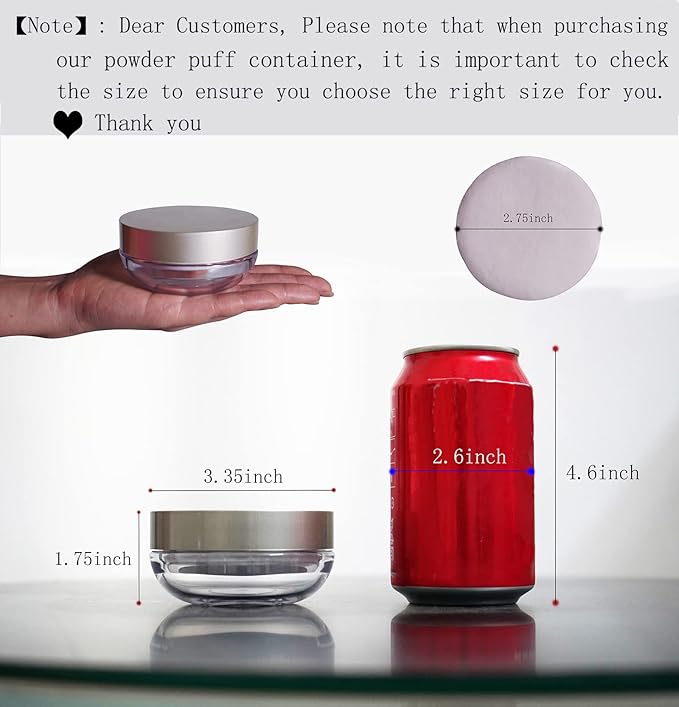 Powder Puff Reusable Empty Makeup Container with Elasticated Net Sifter for Setting Powder, Face Powder, Travel and Daily Use
