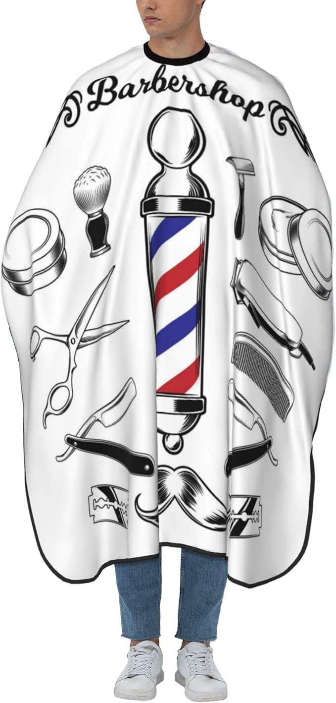 Adult Barber Cape, Professional Salon Haircut Capes, Haircut Kit Hairdressing Apron for Home Salon Barbershop