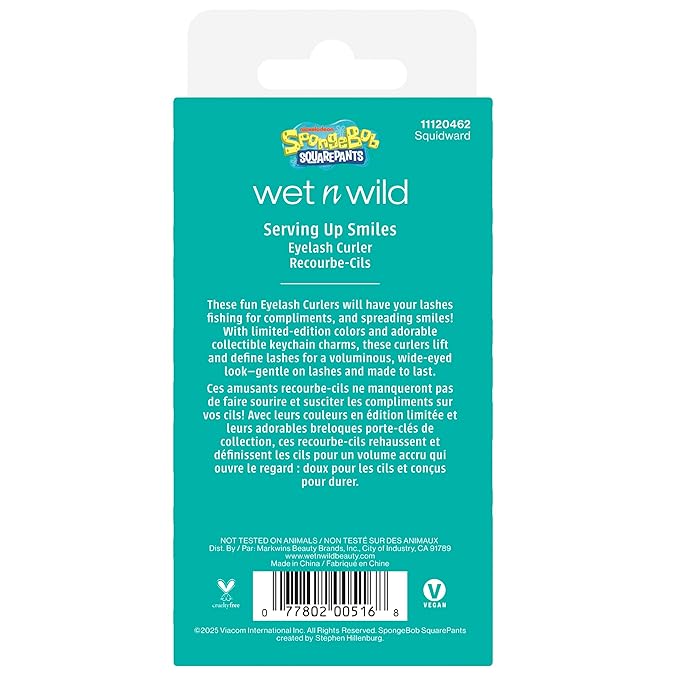 wet n wild Eyelash Curler & Charm, Gentle Silicone Cushion Pad, Curls & Lifts Lashes – Squidward