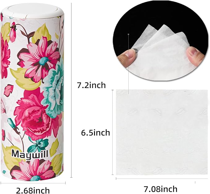 Chic Facial Tissue Holder for Car Cup Holder - Travel Tissue Tubes Box Container (3-ply, 4 Pack, 200 Sheets)
