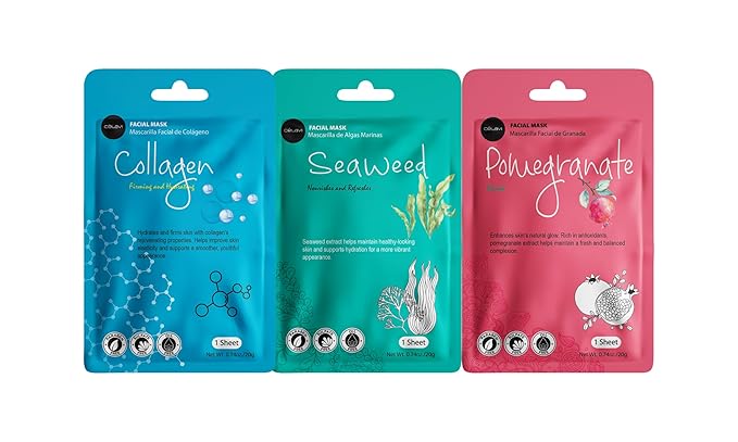 Celavi Essence Facial Sheet Face Mask Variety Set Classic Authentic Korean Moisturizing Skincare (12-Packs)