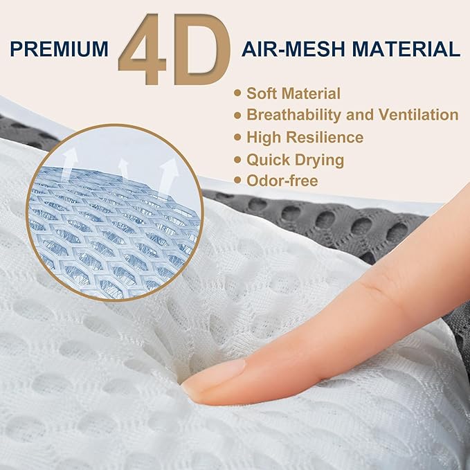 Bath Pillow for Tub Ergonomic Cat Shape and Bear Shape Design Bath Pillow for Head and Neck Support SPA Gift Bathtub Pillow 4D Air-Mesh with Suction Cups Washable Gray(1 Pack)