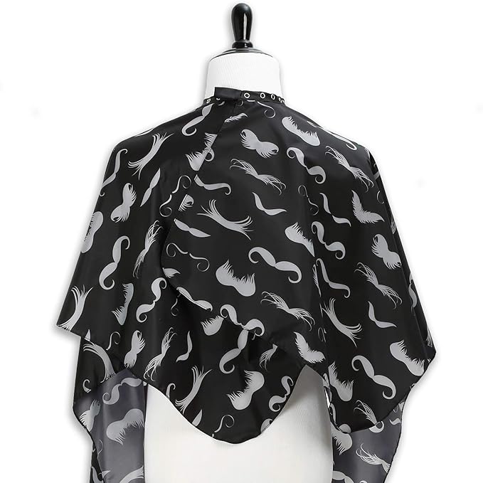 Men's Barber Cape For Hair Stylists- Home Hair Cuts - Salons - Snaps, Retro Mustache Design