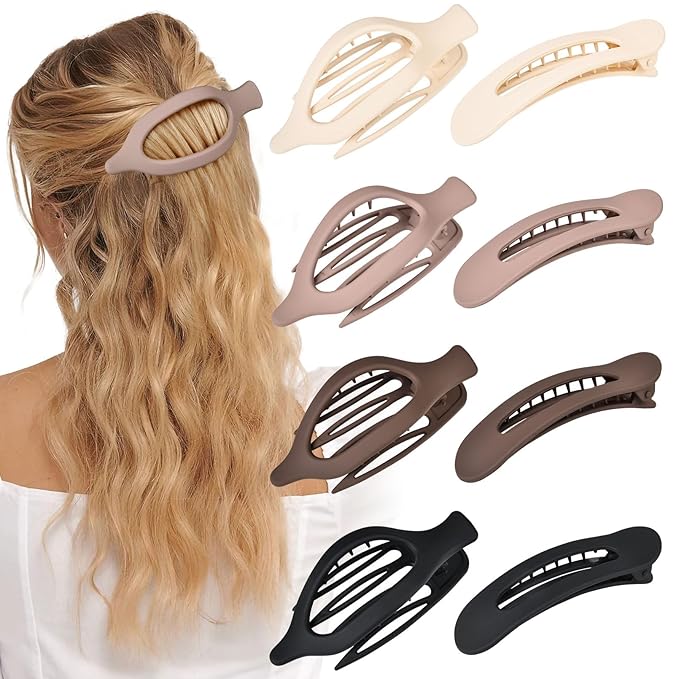 8Pcs Strong Hold Women's Claw Hair Clips - French Concord Barrettes and Duck Billed Clips for Thick Hair