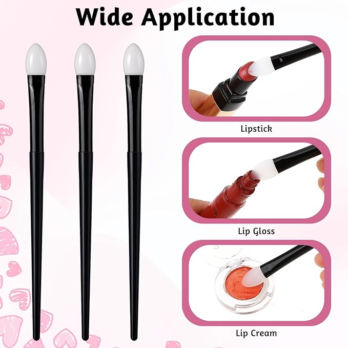 Silicone Eyeshadow Brush, Makeup Applicator Lip Mask Makeup Brushes Silica gel Makeup Eyebrow Lipstick Brushes Lip Mask Makeup Brushes for Liquid Eye Shadow Applying Cream(3Pcs)