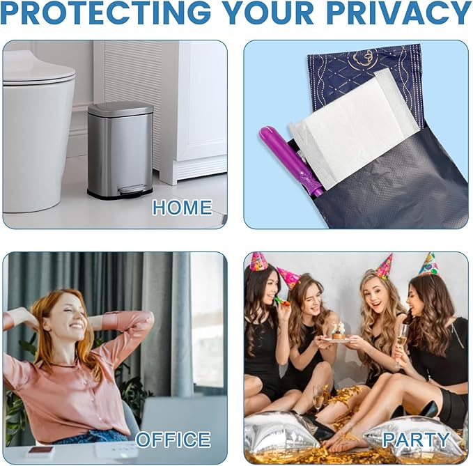 Sanitary Napkin Disposal Bags, Feminine Personal Bags, 100 pcs Grey, Self Seal, Disposable for Tampons, Sanitary, Pads, Liners