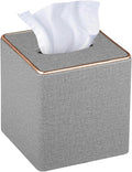Leather Tissue Box Cover Square,Decorative Cube Tissue Box Holder with Magnetic Bottom,Facial Paper Organizer Table Napkin Case Dispenser for Bathroom NightStand Coffee Car Home Office,Grey