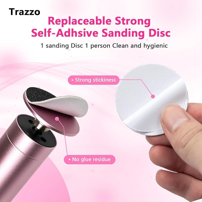 Trazzo 80/120/180 Grit Replacement Sanding Discs for Electric Foot File - Color-Coded Refill Sandpaper Pads for Callus Remover, Fits Most Round Foot Grinders (60PCS)