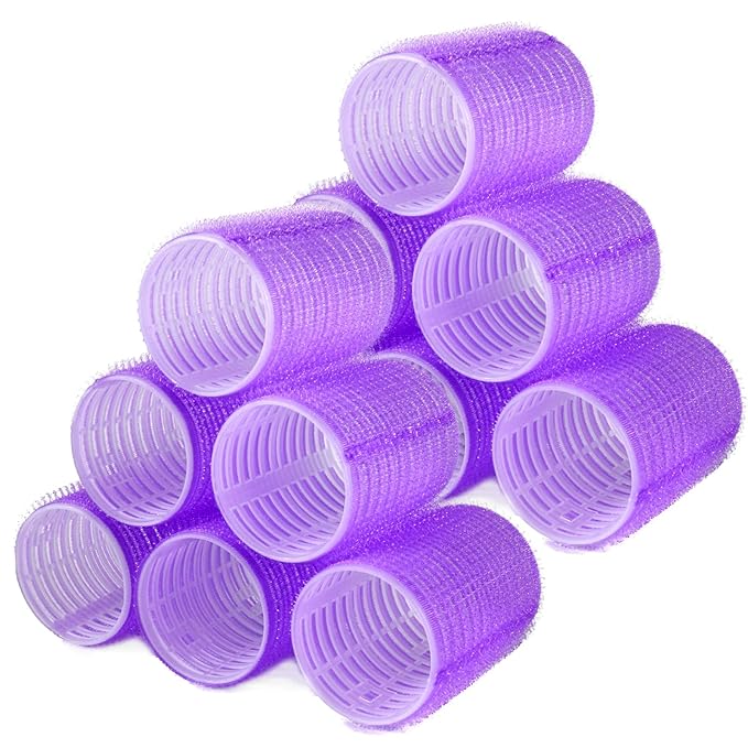 Hair Rollers, 12 Pack Self Grip Salon Hairdressing Curlers, DIY Curly Hairstyle, Large Rollers1.57In Purple
