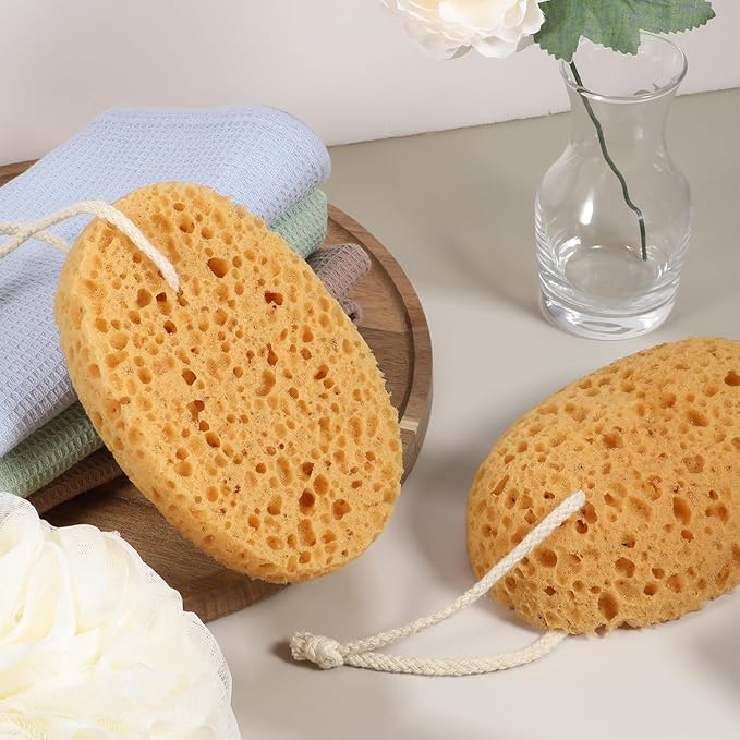 Shower Sponge, 2 Pcs Large Bath Sponges for Shower Body Scrubber Soft Loofah Exfoliating Sponge for Women Men Home Bathroom Face Body Washing Bathing Deep Cleansing