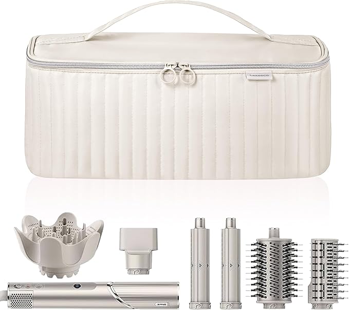 Travel Carrying Case for Hair Dryer Shark Flexstyle Dyson Airwrap Brush Hair Accessories Tools Storage Bag for Revlon Hairdryer Styler Organizer (Beige)