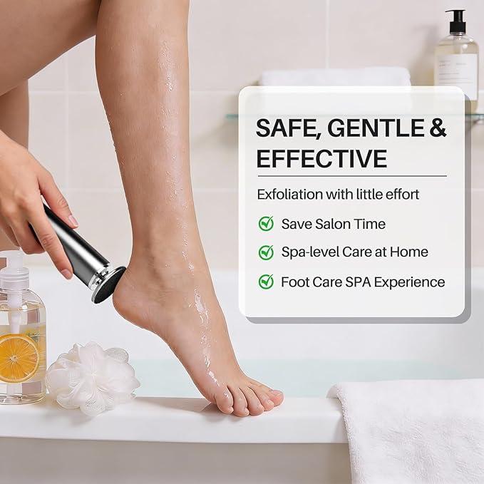 Foot File Callus Remover for Feet: Profesional Pedicure Tool for SPA - Adjustable Speed Feet File Grinder for Skin and Calluses - with 60 Pcs Replacement Sandpaper Disk for Home Salon(Black)