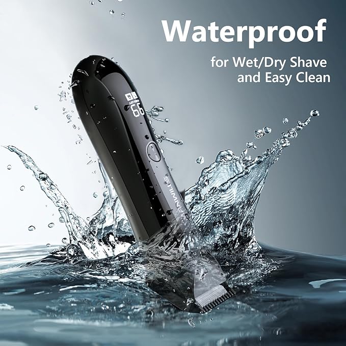 Body Hair Trimmer Men - Ball Trimmer Men, 2 Replaceable Ceramic Blades, Waterproof Pubic Trimmer with Charging Dock, Rechargeable, 7000RPM