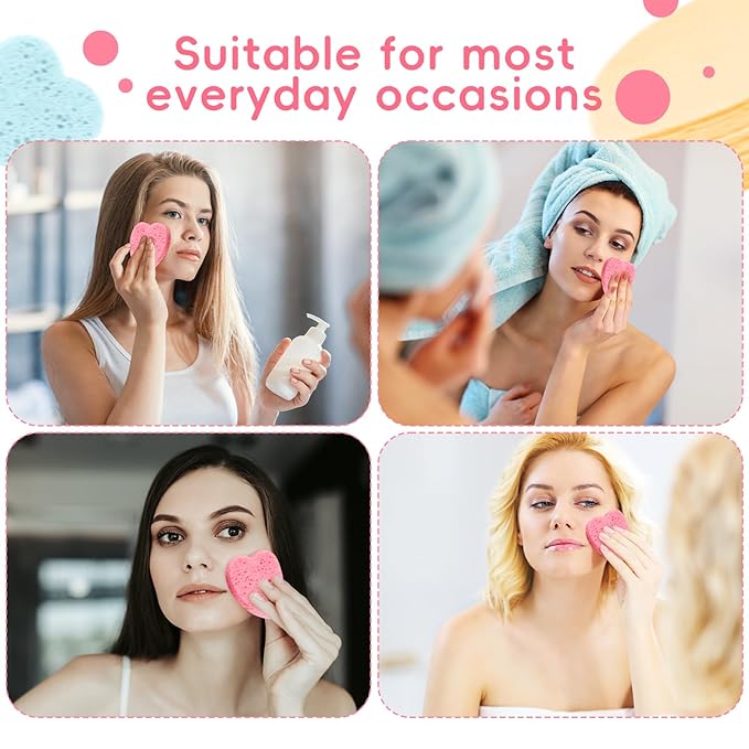 50-Count Compressed Facial Sponges, 100% Natural Cosmetic Spa Sponges for Facial Cleansing for Daily Facial Cleansing, Exfoliating Mask, Makeup Remover. Ideal for Home and Travel. (Sakura Pink)