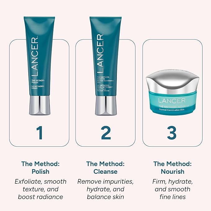 Lancer Skincare The Method: Polish Facial Exfoliator, Daily Exfoliating Face Scrub with Natural Minerals, Normal Combination Skin, 8 Fluid Ounces