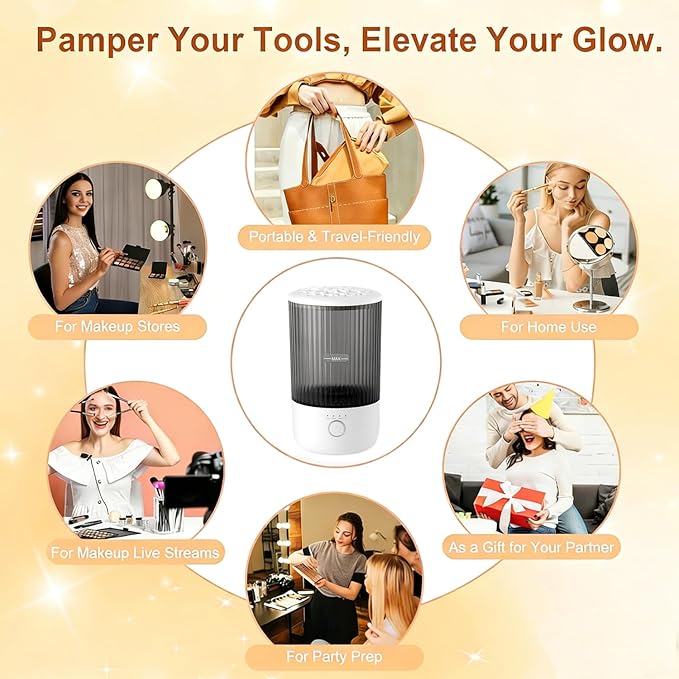 Electric Makeup Brush Cleaning Machine, Multi Functional Integrated Makeup Brushes Cleaner, One Click Start, Suitable for Various Makeup Brushes & Tools