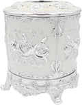 Geesatis Tissue Box Cover, Cylindrical Tissue Box Holder, Napkin Facial Tissues Holder for Bathroom Toilet Bedroom Living Room Table Desk Office Dresser, 1Pcs Silver 6.5''x6.1''