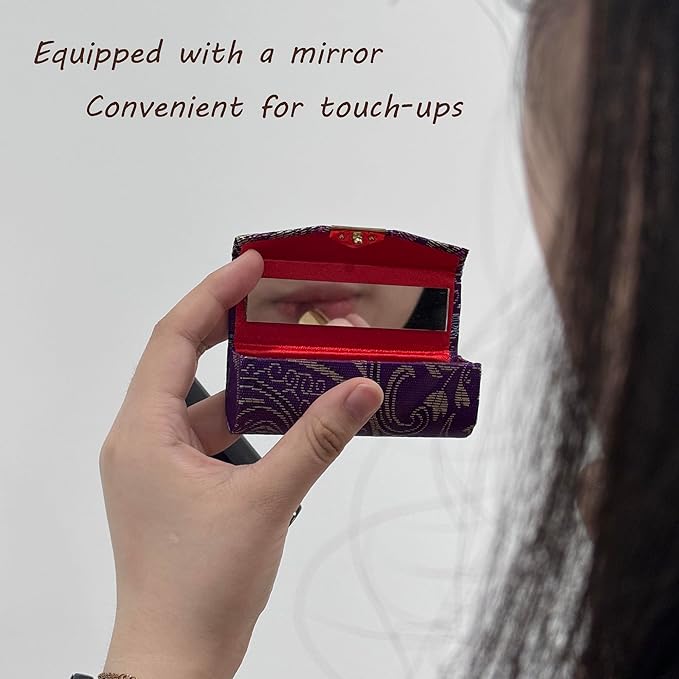 MIAO JIN 12PCS Lipstick Case with Mirror Bulk, Small Lipstick Holder for Purse, Storage Box Mini Floral Jewelry Cosmetic Case (Random Color)