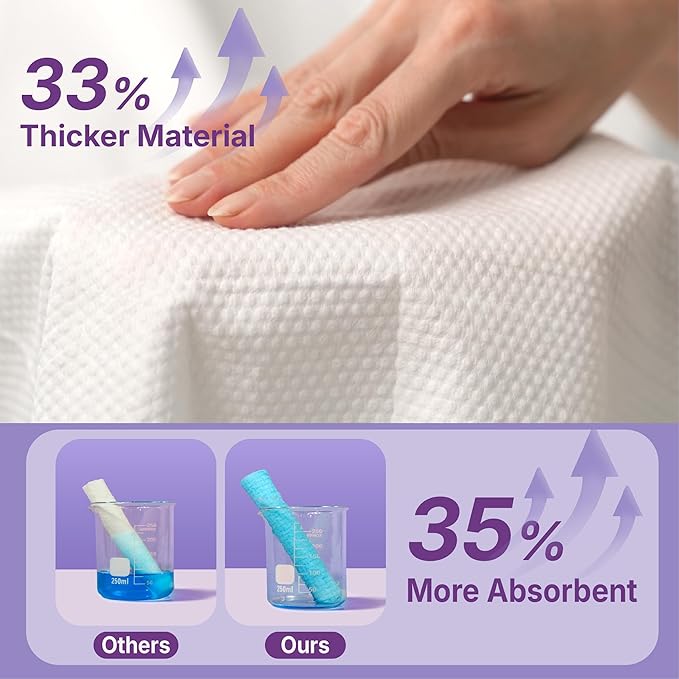 100% Cotton Disposable Face Towels 360 Count, Soft Cotton Tissue for Sensitive Skin, Makeup Remover Dry Wipes, Lint Free Facial Cleansing Cloths for Baby & Adult, Hanging Bag
