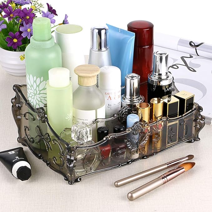 Hipiwe 3 Slots Acrylic Makeup Organizers - Cosmetic Storage Rack Holder, Dresser Vanity Box Desktop Skin Care Products Container for Dresser and Bathroom