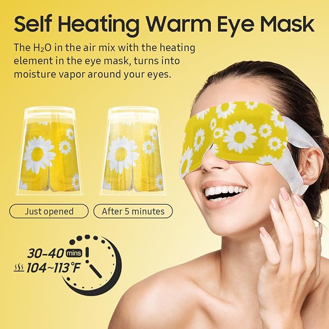 30Packs Steam Eye Mask, Heated Eye Mask Warm Compress for Eyes, Self Heating Disposable Steam Mask for Home Sleep, Spa, Travel Essentials & Relaxation Gifts, Stocking Stuffers (Chamomile)
