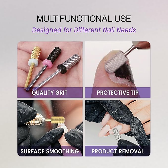 PANA 3/32" Small Smooth Round Top Safety Carbide Nail Drill Bit for Gel Polish & Acrylic Removal Nail Salon Manicure Pedicure Electric File Tools (Small Barrel - Silver, Coarse)