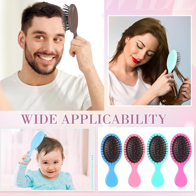 100 Mini Soft Bristle Travel Detangling Brush for All Hair Types - Glides Through Women's Tangles and Knots with Ease (Multicolor)
