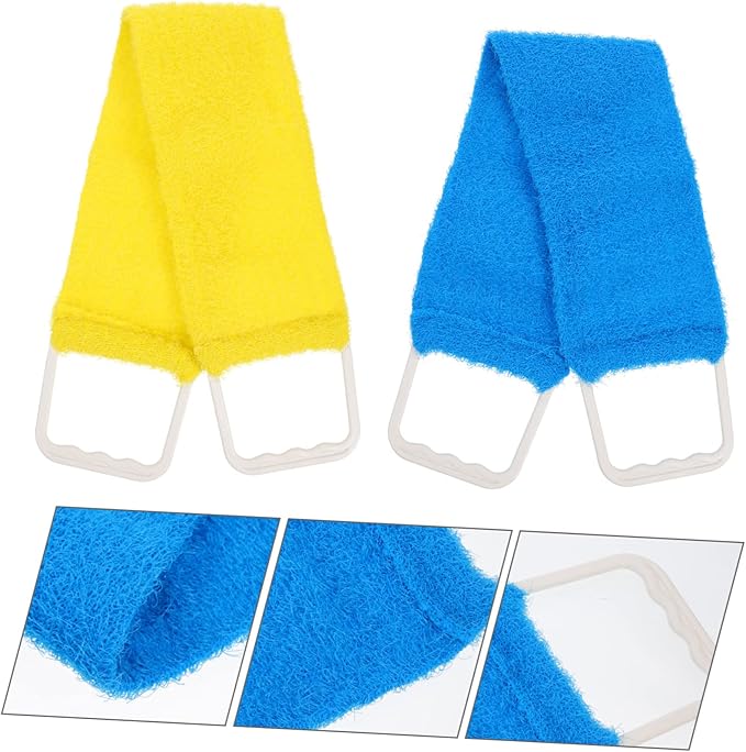 Double Sided Natural Bath Scrubber with Strong Exfoliating Pull Strap for Men and Women Deep Cleansing Massage Towel for Back Spa Shower Belt Random Solid Color Random Color