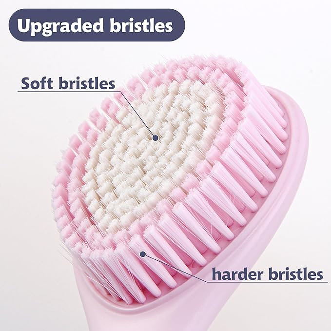 BEDELITE Back Bath Brush Long Handle for Shower of 2 - Soft Shower Brush for Men & Women,Back Brush Scrubber - 16.4" Long Skin Exfoliator for Body Bath Scrubber（Blue & Pink）